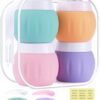 Travel Containers for Toiletries, GLAMFIELDS TSA Approved 1.7oz 50ml Travel Size Silicone Cream Jars BPA Free, Leak-proof Travel Essentials with Lid for Cosmetic Face Hand Body Cream Macaron (4 Pack)